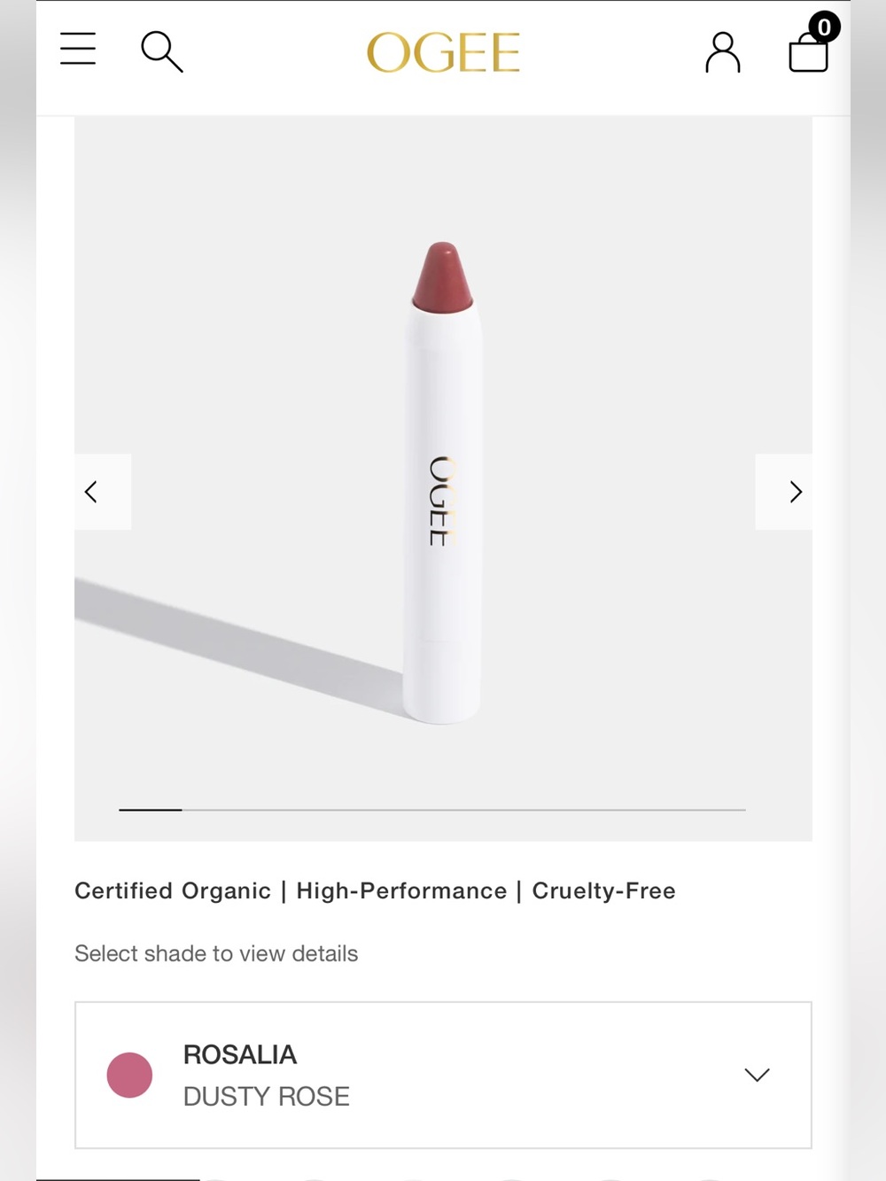 NWT Ogee conditioning lip color treatment in Rosalia, Dusty Rose